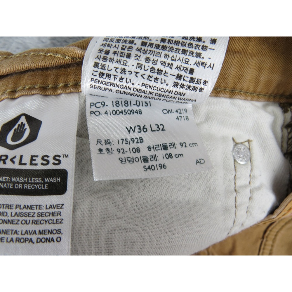 Levis 541 Athletic Taper Pants Mens 36x32 British Khaki Tan Stretch Twill Chino - Picture 8 of 9